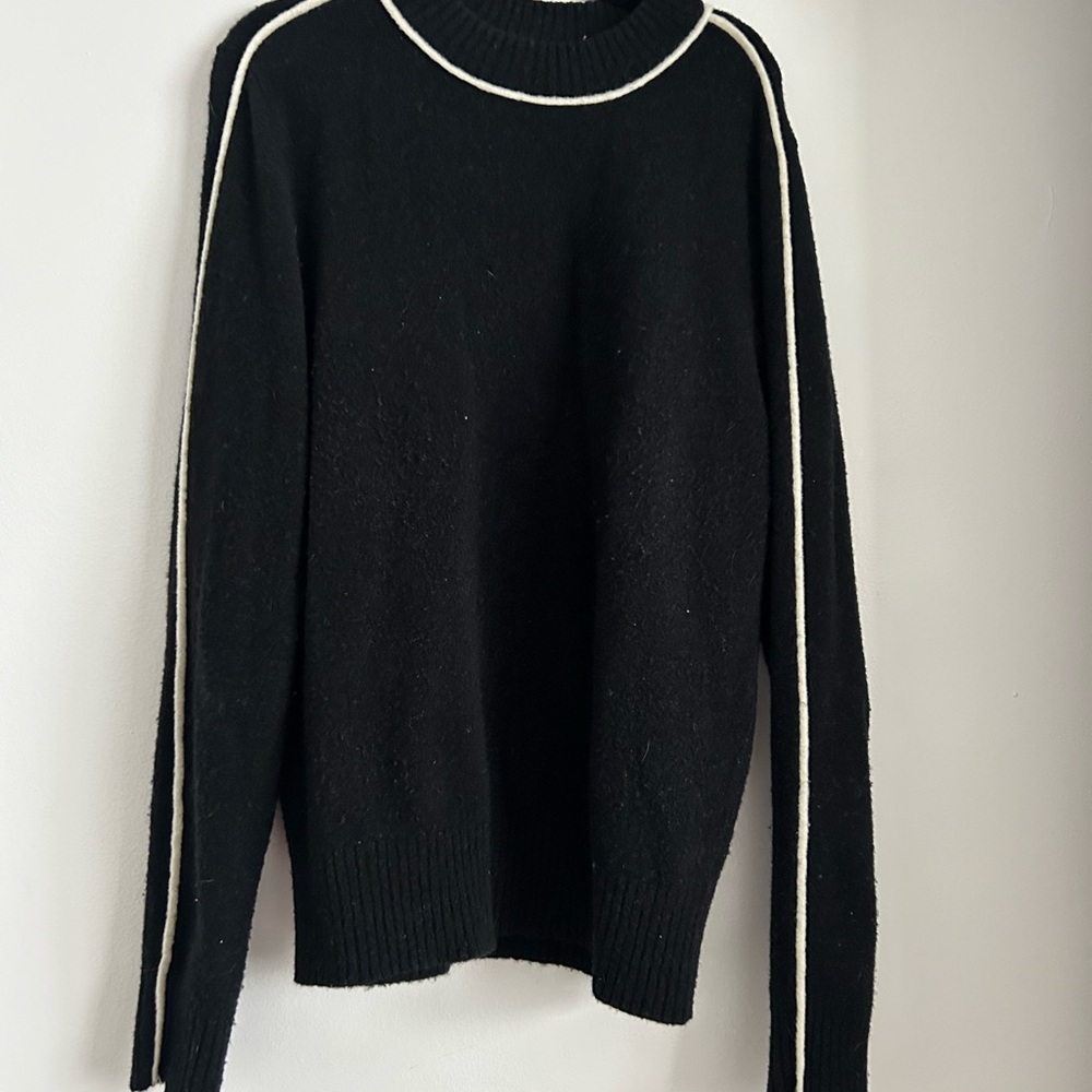 Athleta Black Sweater with White Contrast Trim